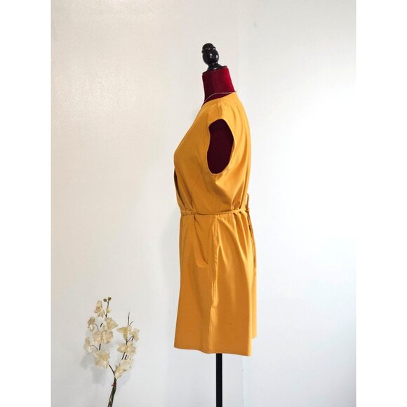 Athleta Women Marlow Drawstring V-Neck Short Sleeve Romper Tuscan Gold Sz S 2339 - Picture 6 of 13